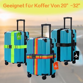 Lymshine Luggage Strap Set of 4 with Luggage Tag Set, Suitcase Strap Eye-catching, Suitcase Straps 2 m Adjustable, Luggage Straps for Suitcase, Green Luggage Strap for Quick Recognition Luggage