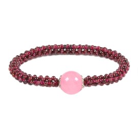 Justinstones Red Garnet Natural Gemstone Beaded Bracelet Birthstone Healing Crystals Jewelry Stretch Bracelet 6.5 inch, 6.5, Stone, quartzite