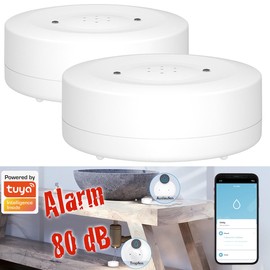 Luminea Home Control Water Alarm: Set of 2 WiFi Water Detectors, Loud Alarm, App Notification Worldwide (Smart Water Detector, Water Detector Alexa Compatible, Washing Machine)