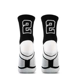 ChalkTalkSPORTS Custom Team Number Quarter Length Socks | Athletic Socks Black | 22