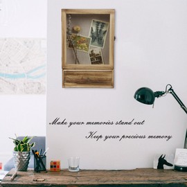 Butizone Shadow Box Frame, 3.2" Deep Shadow Box Display Case with Real Glass and Drawer, Rustic Wood Memory Box for Pictures, Flowers, Memorial, Medals, Wedding Bouquet for Wall or Tabletop, Brown