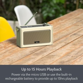 i-box DAB/DAB+ & FM Radio Portable Bluetooth Speaker, Rechargeable Digital Radio with USB Charging for 15 Hours Playback DAB Radio with Bluetooth Stereo Speakers