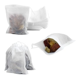 100 Pack Drawstring Bags, Disposable Small Mesh Bags for Cooking, Soaking Medicinal Liquor, Tea Coffee Filter, DIY Craft Spices Storage, Weeding Party Favor (2 x 2.7 Inches)