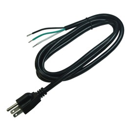 14 AWG Replacement AC Power Cord with Open End -3 Prong 6 Ft Black Heavy Duty Extension Cable Pigtail, 14/3 SJTW, NEMA 5-15P,15A, 1875W 125VAC