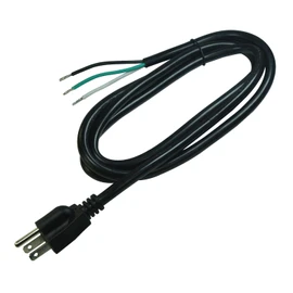 14 AWG Replacement AC Power Cord with Open End -3 Prong 6 Ft Black Heavy Duty Extension Cable Pigtail, 14/3 SJTW, NEMA 5-15P,15A, 1875W 125VAC