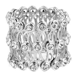 LIFKOME 1PC Stylish Stretchable Bracelet Ring for Women Convertible Rhinestone Inlaid Finger Ring Elegant Plated Jewelry for Parties and Special Occasions