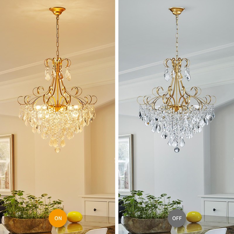 WUZUPS Crystal Chandelier 10-Light Pendant Ceiling Light Modern Lighting Fixture