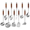 Stainless Steel Kitchen Utensils Set with Wood Handle, 18/10 Metal