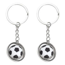 WUFGWBD 2 Pieces Of Football Keychains, Rotatable Pendant Keychain, Bag Charms, Metal Football Keychain, Small Gift For Boys