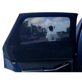 Side Window Sun Shade-2 Pack, Side Window Screen for Car Camping Trip,Breathable Soft Nylon Sock stly,Double Layer Privacy Protection,Durable Elastic mesh car Shade fit Most Vehicles (Max 42")