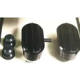 espeedpro21 Black Aluminum Finned Oval Air PCV Breather Combo Valve Cover Nostalgia Set of 2