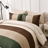 Striped Comforter Set King Size, Boho Brown Green Striped Bedding