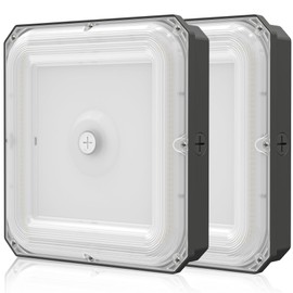 CINOTON 80W LED Canopy Lights 11200LM, Commercial LED Shop Lighting 120Vac, Outdoor IP65 Waterproof High Bay Lights for Garage Carport Warehouse Ceiling, 5000K Daylight FCC-Listed 2 Pack