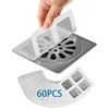 60PCS Disposable Shower Drain Hair Catcher Stickers, Adhesive Mesh Trap