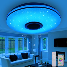 Gindoly Gindoly 36W LED Deckenleuchte Dimmbar mit Bluetooth Lautsprecher,LED Deckenlampe mit Fernbedienung oder APP-Steuerung,RGBW Farbwechsel,Einstellbar fr Schlafzimmer Kche Kinderzimmer Wohnzimmer