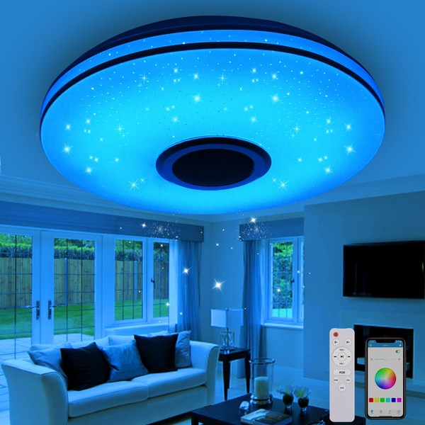 Gindoly Gindoly 36W LED Deckenleuchte Dimmbar mit Bluetooth Lautsprecher,LED Deckenlampe