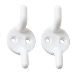 Merriway® BH01554 (2 Pcs) Rope Cord Cleat Hooks, 50mm (2 inch) Plastic White - Pack of 2 Pieces