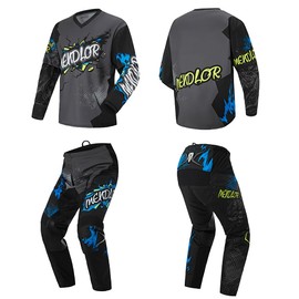 MENDLOR Motocross Jersey Pant Combo Mx Gear Set Mens Women Dirt Bike Gear Set Suit Enduro Ride Racewear Offroad Adult Riding (Black Blue, Jersey S Pants 30)