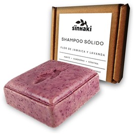 Sinhaki Shampoo Sólido de Flor de Jamaica y Lavanda, Hidratante. Libre de Parabenos y Sulfatos, con Ingredientes Naturales 100 gr