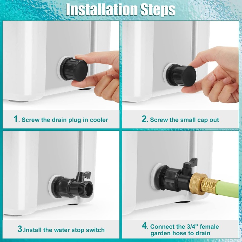WADEO Cooler Drain Plug Hose Connection, Replacement Drain Plug with