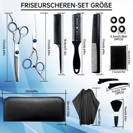 IKKAB Hairdressing Scissors Set 15 Pieces, 6.7 Inch Hair Cutting Scissors & Thinning Scissors Professional for Women, Men, Children, Includes Scissors Hair Cutting, Beard Scissors, Hairdressing Cape
