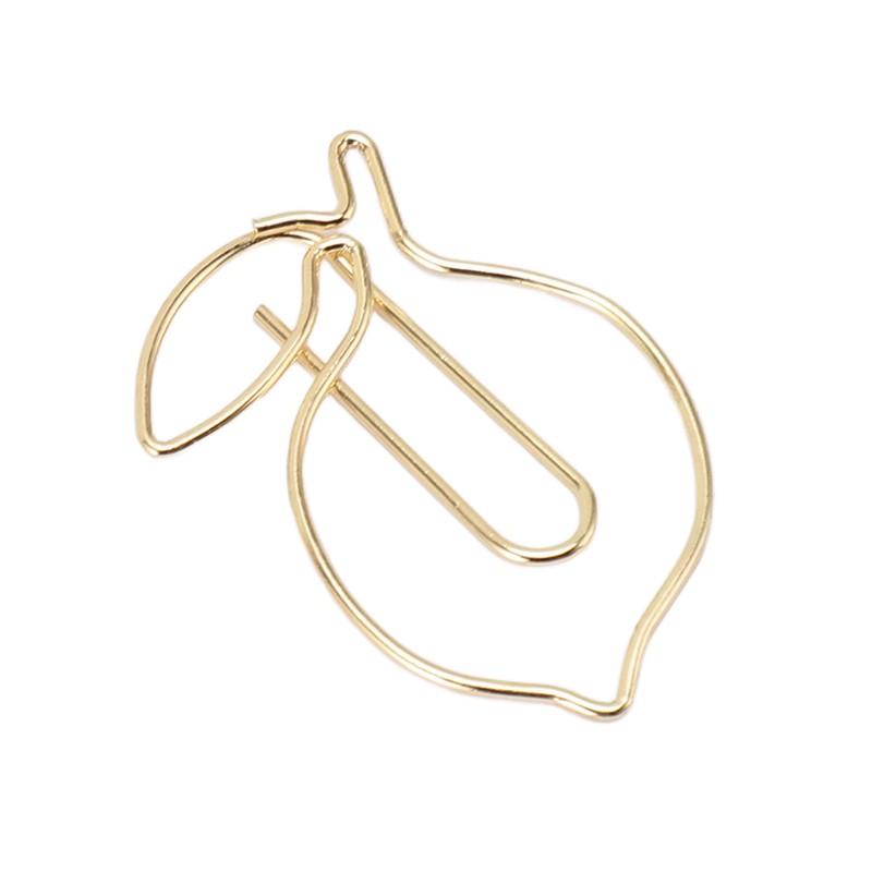 100 Pcs Paper Clip Gold Cute Lemon Shaped Bookmark Clips