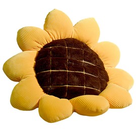 3D Sunflower Flower Floor Pillow Seating Cushion Mat Sunflower Throw Pillow Chair Pads Decorative Plush Headrest Back Cushion for Bed Car Couch Chair Sofa Office Girls Gifts (14.96in)