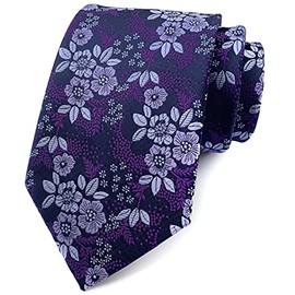 Men's Classic Violet Dark Purple Silk Ties Novelty Floral Jacquard Woven Dress Business Suit Neckties
