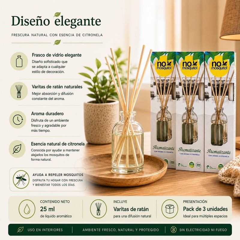 6 Pack Aromatizantes Repelente de Insectos con esencia de citronela.