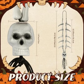 POTOTA Bone Skull Necklace Pendant, Plastic Faux Ivory Skeleton Necklace Voodoo Costume Accessories for Women Men, Halloween Cosplay Party