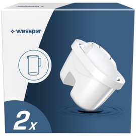 Wessper Water Filter Cartridges for Water Jug, Activated Carbon Filter with Silver Impregnated Replacement Filter for Laica Bi-Flux, Brita Marella, Dafi Ultimax - Pack of 2