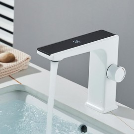 DUSJYOHRD Smart Bathroom Basin Faucet LCD Digital Display Screen Mixer Taps Hot Cold Water Mixer Tap Brass Bathroom Crane Deck Mounted