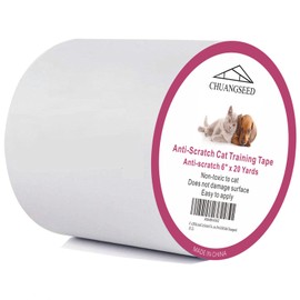 Chuangseed 6" x 20Yds Transparent Cat Scratch Deterrent Tape - Double Sided, Furniture Protector for Couch, Carpet, Doors