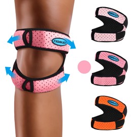 fxsavjot Professional Patella Knee Brace Pro for Knee Pain/Meniscus Tear,Adjustable Orthopedic Compression Patellar Tendon Support Strap for Man and Women/Outdoor Activities, Pink, Plus Size