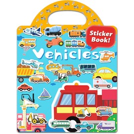 Walenced Jelly Reusable Sticker Book for Toddlers 2-4 Years, Vehicle Stickers for Kids, Toddler Travel Toys, Toddler Sticker Book, Toddler Craft Activities Ages 2+ Boy Girl Birthday Gifts