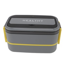 Double Layer Bento Box 316 Stainless Steel Compartment Portable Lunch Box with Cutlery for Work School Office 1400ml Gray