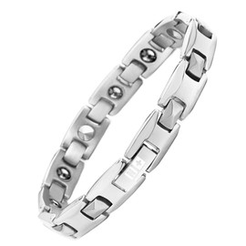 N+NITROLUBE Germanium Magnetic Health Bracelet for Men and Women, Pure Titanium, Tungsten, Removes Static Electricity, Fatigue, Improves Sleep, Promotes Blood Circulation, Titanium,
