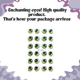 Ojitos Adhesivos 3D 3D Resin Adhesive or Self-Adhesive Eyes for All Types of Materials, Crafts, Decoration - 12 Pairs in Green, 9mm Wide Doll Eyes, Googly Eyes Stickers