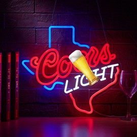 Beer Neon Sign for Wall Décor Texas Crs LED Light Bar Home Bedroom Man Cave Hotel Pub Cafe USB Powered Neon with Dimmer (Red TX)