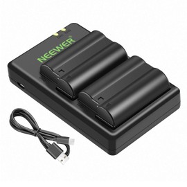 NEEWER Replacement Battery and Charger Set for EN-EL15, Compatible with Nikon Z5, Z6, Z6 II, Z7, Z7II, D780, D850, D7500, D750, D800, D7000, D7100, D7200 Batteries (2-Pack, Micro USB Port, 2100mAh)