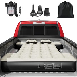 YITAHOME Truck Bed Air Mattress for 5.5-5.8 ft Full-Size Short Truck Beds, Inflatable Car Mattress Bed with Pump, Pillows, Carry Bag & Repair Kit for Outdoor, Travel, Camping (Black&Gray)