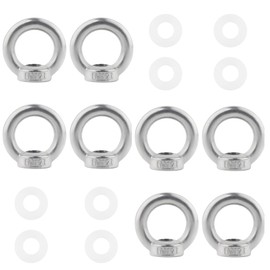 TIOMIOSEA Ring Nut M12, 304 Stainless Steel Threaded Eye Nut 8 Pieces, Ring Shaped Female Thread Mounting Screw, Ring Nuts, Ring Eyelets, Eye Bolts, Lifting Accessories