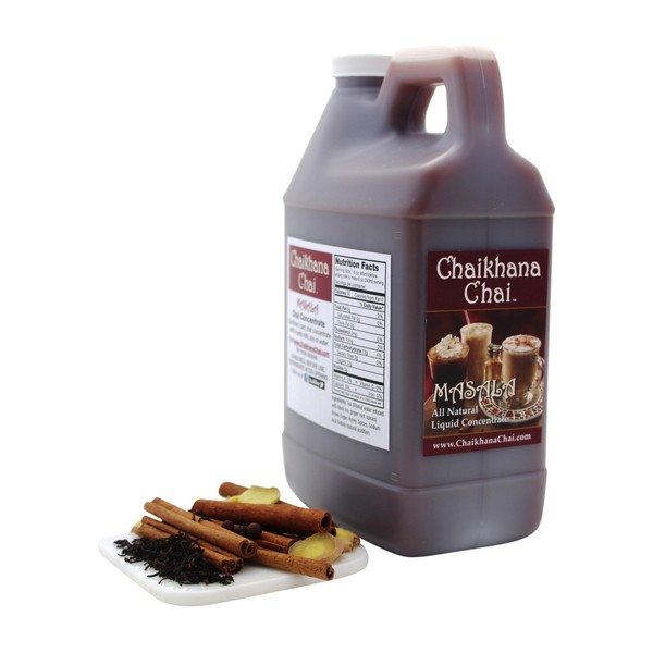 Chaikhana Chai - Spicy Masala Chai Concentrate - Slow Brewed with Organic Black Tea, Ginger and Fresh Crushed Spices - 1/2 Gallon - Makes (40) 8 oz. Drinks