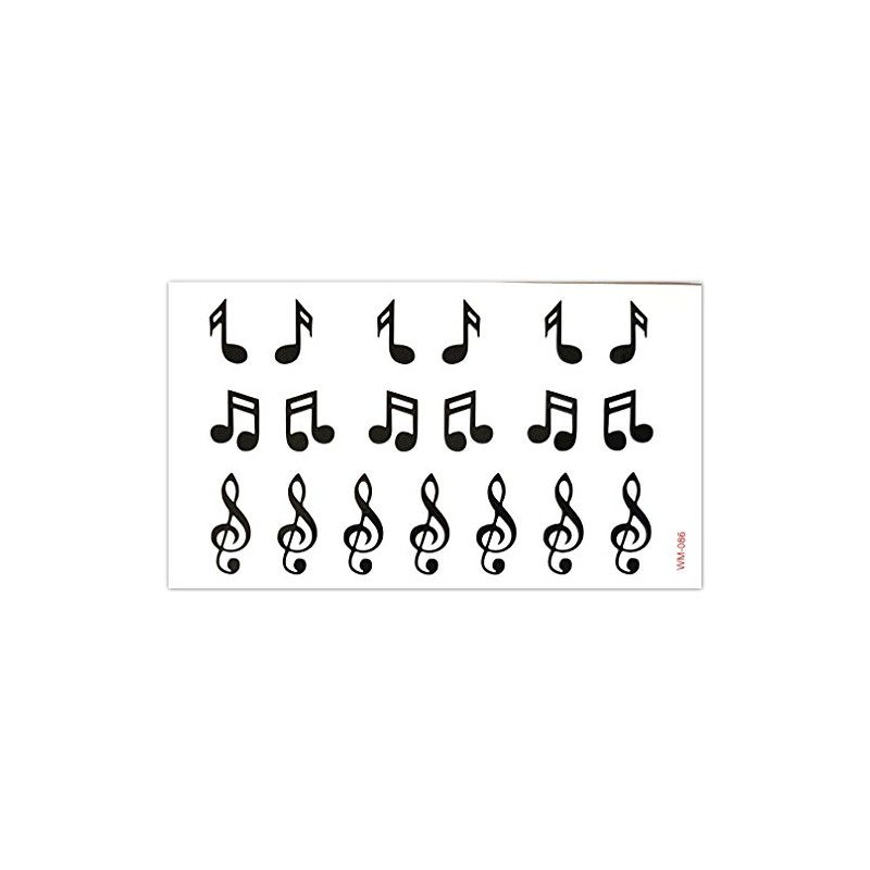 EROSPA® Temporary Tattoo Sheet Music Notes Treble Clef 10.5 x