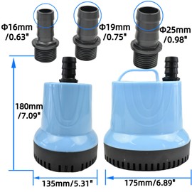 CONQUERALL Bottom Suction Pump CHA-809 4500L/H 95W 110V AC Water Pump with 3 Outlets for Garden Ponds,Aquariums,Waterfalls,Sea Water,Fresh Water