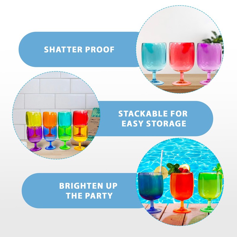 Lily's Home 12 oz Set of 8 Colors Unbreakable Poolside