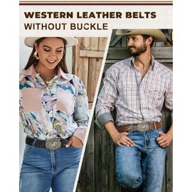 Beltroad 2 Pack Western Leather Belt Strap for Men Women Cowboy Cowgirl Leather Mens Belts without Buckle