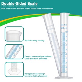 FRIUSATE FRIUSATE 19 Pcs Plastic Graduated Cylinders and Measuring Beakers Set with 7 Plastic Dropper and 1 Test Tube Brushes Plastic Measuring Jugs Beakers Science Lab Baking Cooking Liquid Measure Tools