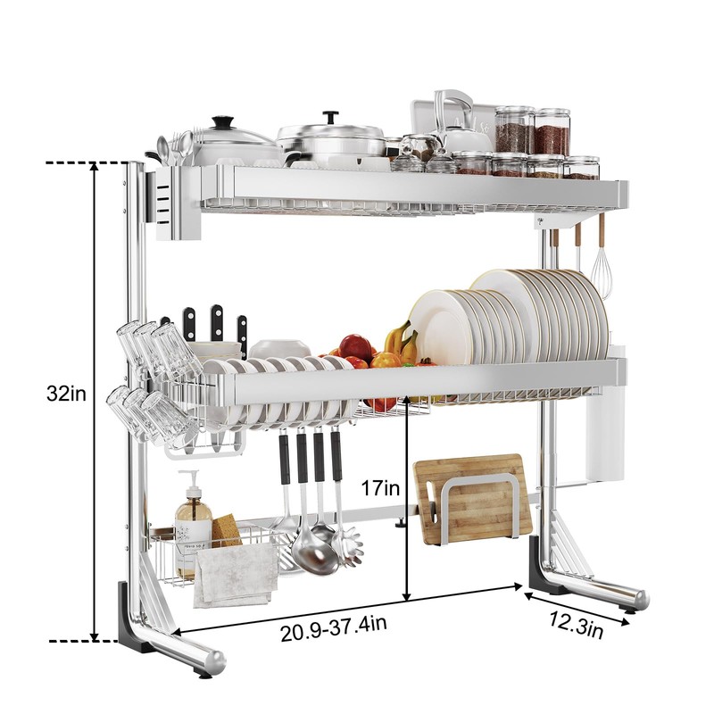 CUISIBOT Over The Sink Dish Drainer Drying Rack 3 Tier,