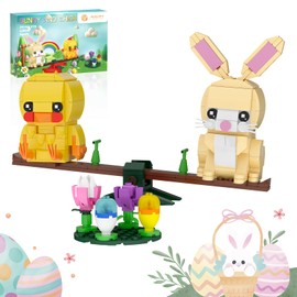 Nubee Easter Bunny and Chick Building Set, Cute Animal Rabbit Chicken Sitting on The See-Saw, Perfect for Easter Basket Toys Gifts for Kids Boys or Girls Age 6+ (291pcs)